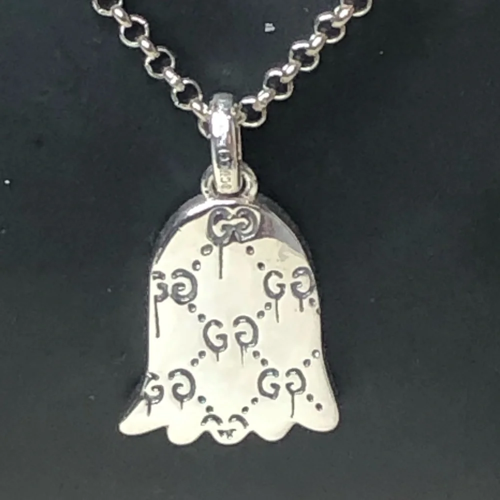 GUCCI Sterling Silver GG Ghost Reversible Necklace 17-20” or 21.5” Unisex NIB